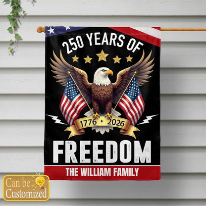 Custom Family Name 250 Years America Freedom With Eagles Garden Flag